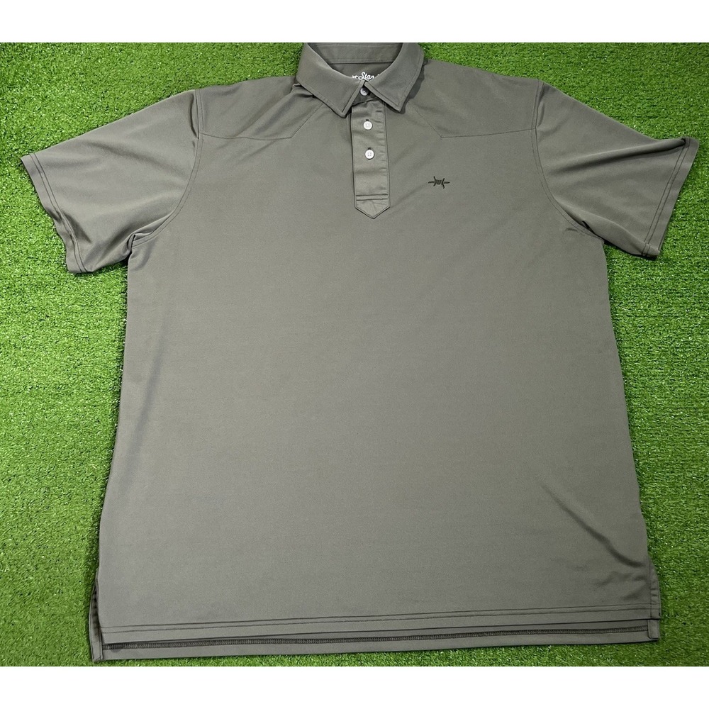 Texas Standard Lariat Western Polo 2XL Olive Drab Performance Golf Barbwire MINT